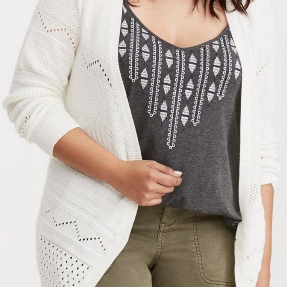 Torrid White Knit Cardigan